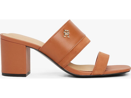TOMMY HILFIGER ΓΥΝΑΙΚΕΙΑ ΔΕΡΜΑΤΙΝΑ MULES ΜΕ BLOCK TAKOYNI - ΤΑΜΠΑ - FW0FW08530