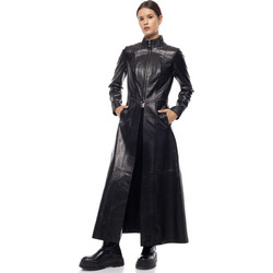 Leather 100 Γυναικείο Παλτό Δερμάτινο Μακρύ Μαύρο 07-W-HILDA