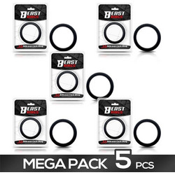 IntoYou Beast Rings Cock Solid Silicone Strip Ring 5.5cm Σετ Ελαστικά Δαχτυλίδια Πέους Σιλικόνης Μαύρα 5τμχ