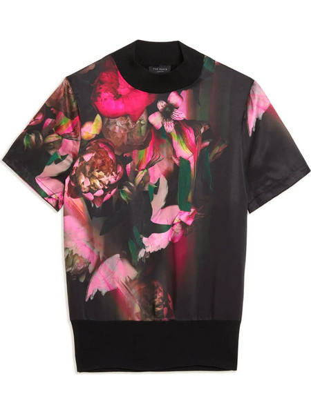 T-Shirt Asthaa Printed Woven Front Short Sleeve 276605 black