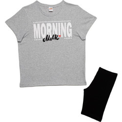 Minerva Παιδική Πιτζάμα Βαμβακερή Καλοκαιρινή Μαύρη Γκρι 90-61972-133
