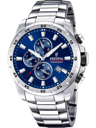 Festina Ανδρικό Ρολόι Χρονογράφος με Ασημί Μεταλλικό Μπρασελέ F20463/2