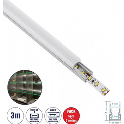 GloboStar GLASSBOARD-PROFILE 70808-3M Προφίλ Αλουμινίου - Βάση & Ψύκτρα Ταινίας LED με Λευκό Γαλακτερό Κάλυμμα - Χρήση για Μοριακό Φωτισμό Γυαλιού Πάχους 8mm - Πατητό Κάλυμμα - Ασημί - 3 Μέτρα - Πακέτ