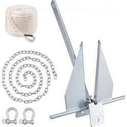 Σετ Άγκυρας VEVOR Fluke, 13 LBS Γαλβανισμένο Ατσάλι με Αλυσίδα 7.9' Σχοινί 101' και Δύο Σακίδια 0.4" Για Σκάφη Κάτω των 30' FLKMYJTDXG136W8VGV0