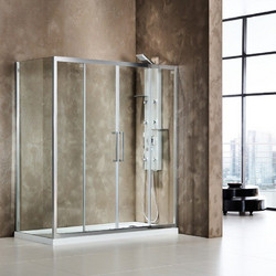 Καμπίνα Ντουζιέρας Devon Primus Plus Slider 2+2 SL2TC-100 + SPTC-100 Χρώμιο Clean Glass Ύψος 195cm - 200cm, 90cm 454-SL2T200C-100+454-SPT90C-100