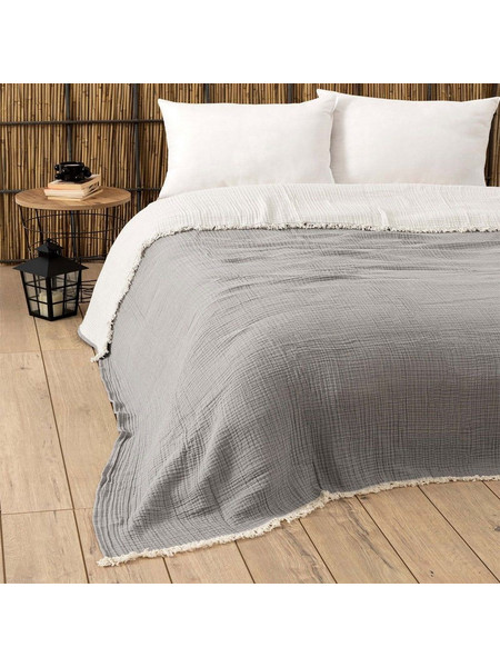 Κουβερλί Muslin Yarn Dyed 194DCH2214 Grey L'Εssentiel Maison Υπέρδιπλo 230x250cm 100% Βαμβάκι