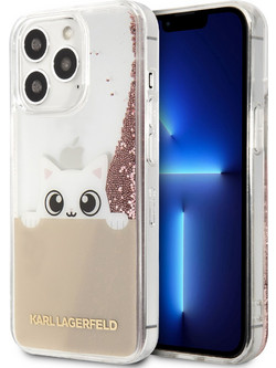 Karl Lagerfeld Liquid Glitter Peek A Boo Back Cover Pink (iPhone 13 Pro Max)