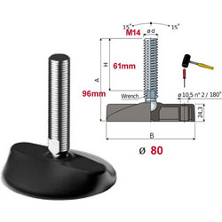TeCom 25/7084 Γαλβανιζέ πέλμα βάσης O80 M14