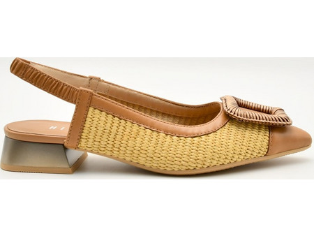 Slingbacks παπούτσια με χοντρό χαμηλό τακούνι Γυναικεία Hispanitas RHV254046-CUOIO Dali-V25 σε καφέ δέρμα