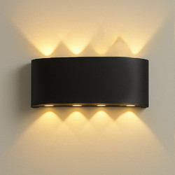 BAKAJI Απλίκα Τοίχου 8 LED Μαύρη με Θερμό Λευκό Φως 22x8x4cm 02842459