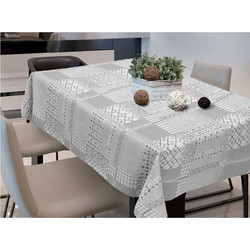 Τραπεζομάντηλο Καλοκαιρινό Πλαστικό Γκρι Tiles Λουλούδια Ρόμβοι 180x140cm