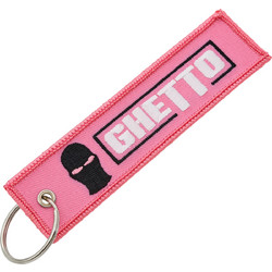 Ghetto Logo Keychain Ring Pink Color | Embroidered Street Keyring