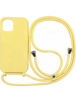Back Cover Σιλικόνης με Λουράκι για iPhone 12 Pro Κίτρινο