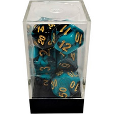Κάισσα - Dual Blue-Black/Gold Polyhedral 7-Die Set