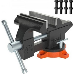 Σφιγκτήρας Πάγκου VEVOR, Πλάτος Σιαγόνας 4.5-inch (11,4 cm) Άνοιγμα Σιαγόνας 3.3-inch (8,4 cm) Περιστρεφόμενη Βάση Κλειδώματος 240 Μοιρών, Πολυχρηστικός Σφιγκτήρας με Αμόνι, Βαρέως Τύπου από Χυτοσίδηρ