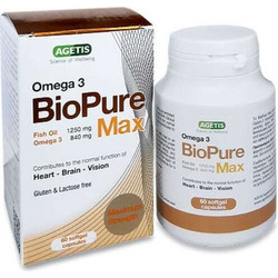 Agetis Ωμέγα 3 BioPure Max Ιχθυέλαιο 60 Ταμπλέτες