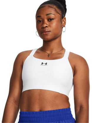 Under Armour HeatGear High Αθλητικό Μπουστάκι με Υψηλή Στήριξη Λευκό 1379195-100