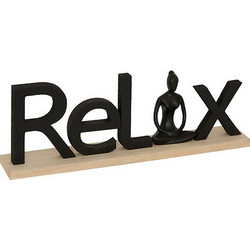 Atmosphera Διακοσμητικό Επιγραφή Relax με Φιγούρα Yoga Yogi - Μήκος 36 εκ. -Μαύρο 211735-Black