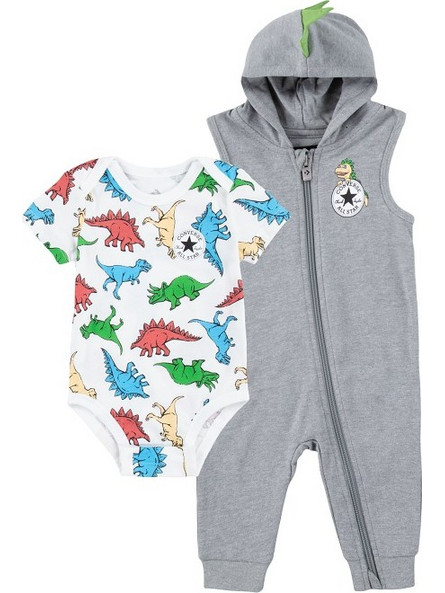 Converse Desert Explorer Hooded Coverall With Bodysuit Grey Βρεφικά Σετ Φόρμας