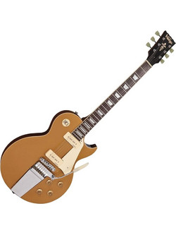 Vintage V100MU Gold Top Vibrola Ηλεκτρική Κιθάρα Single Cut με HH Μαγνήτες και Ταστιέρα Rosewood