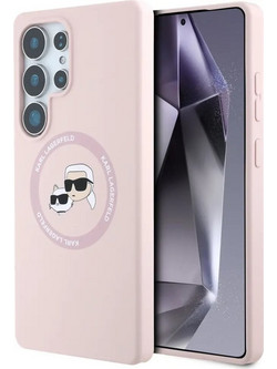 Karl Lagerfeld Silicone Double Heads & Circle MagSafe Back Cover Pink (Samsung Galaxy S25 Ultra)