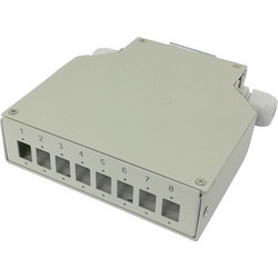 Fiber optic DIN rail splice box for 8 x LC couplers (0908051)