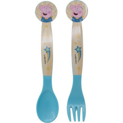 Stor Peppa Pig Σετ Βρεφικό Πιρούνι & Κουτάλι 10m+ Μπεζ Γαλάζιο 2τμχ 41217