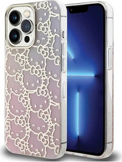 Hello Kitty IML Gradient Electrop Crowded Kitty Head Case for iPhone 13 Pro Max - Pink - (Hel000079-0)