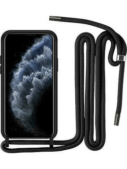Back Cover Silicone With Strap For Apple iPhone 15 Pro Max - Color: Black