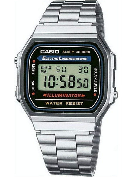 Casio Vintage Ψηφιακό Ανδρικό Ρολόι Χρονογράφος με Ασημί Μεταλλικό Μπρασελέ A-168WA-1