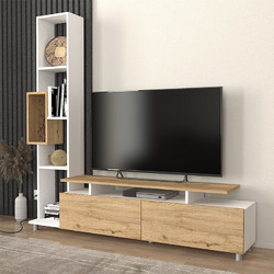 Σύνθεση τηλεόρασης Tulip Megapap χρώμα λευκό - sepet oak 160x29,5x160εκ