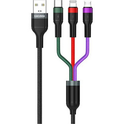 KSC-481/Black Smart Charging Data Καλώδιο 3 Σε 1, Lightning, Micro, Type C Μήκους 1.2m