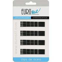 Eurostil Τσιμπιδάκι Μαλλιών Μαύρο 7cm 24τμχ