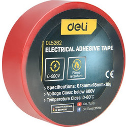 DELI μονωτική ταινία υψηλής αντοχής DL5262, 18mm x 9.15m, κόκκινη