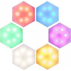 Hex On Εξαγωνικά Επιτοίχια Αυτοκόλλητα Φωτιστικά - Διακοσμητικά RGB LED Αφής με Τηλεχειριστήριο & Ρύθμιση Έντασης Φωτεινότητας 6τμχ