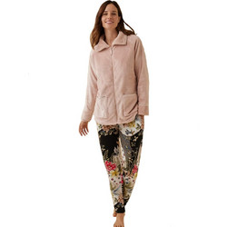 Promise Σετ Γυναικείες Πιτζάμες Χειμωνιάτικες Fleece Ροζ N13833