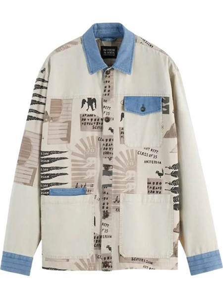SCOTCH & SODA PRINTED & WASHED COLOUR BLOCK WORKER ΜΠΟΥΦΑΝ ΕΡΓΑΣΙΑΣ 181700-030-ART DEPT COLLAGE WHITE COLOURBLOCK