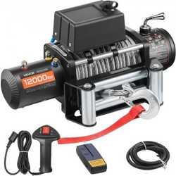 Ηλεκτρικό Βίντσι VEVOR, Ικανότητα Φορτίου 5400 kg, 12V DC Βίντσι Φορτηγού με Σχοινί Ατσαλιού Φ9,1 mm x 26 m, Ασύρματο & Ενσύρματο Τηλεχειριστήριο, Κατάλληλο για Ρυμούλκηση SUV Jeep Τρέιλερ Σκάφος Εκτό