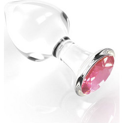 Diamond Glass Butt Plug Pink L
