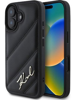 Karl Lagerfeld Quilted Signature Θήκη Black (iPhone 16)
