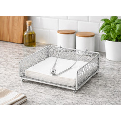Χαρτοπετσετοθήκη Μεταλλική Ασημί 18x18x6cm Galifas 942220 - Galifas