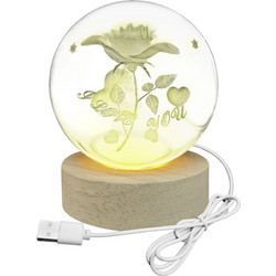 Μπάλα Γυάλινη I Love you με Βάση 6 Led o8 cm