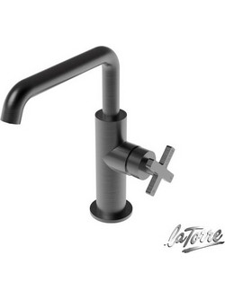Μπαταρία Νιπτήρος Με Πλαινό Λεβιέ ELLE CROSS Black Brushed 38020-410 LA TORRE