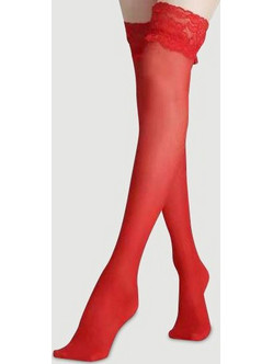 Κάλτσες Με Δαντέλα Sensual Look Stockings With Lace - Κόκκινες