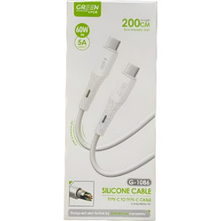 USB Type C Cable Male To Type C Male PD 60W White 2m Green Lyca G-1461