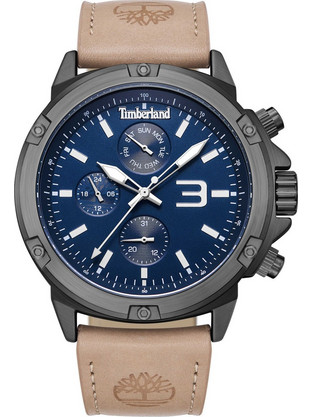Timberland Ανδρικό Ρολόι Χρονογράφος με Μπεζ Δερμάτινο Λουράκι TDWGF9002902