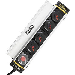 Πολύπριζο εξωτερικού χώρου Stanley FatMax - 4x Schuko - Με Διακόπτη On/Off - Καλώδιο 3m - Mαύρο/Γκρι