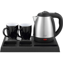 Adler AD 1354 Hotel kettle stainless steel 1.2 L + tray with cups black, steel (AD 1354)