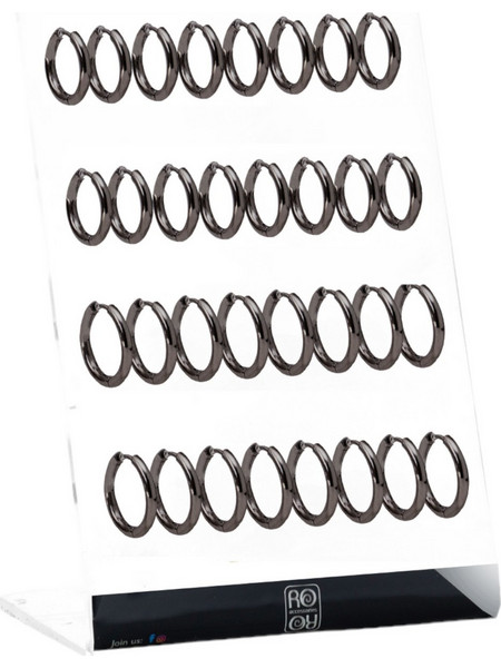 Σκουλαρίκι Κρίκος αυτιού Stainless Steel μαύρος 2.5*12/14 mm
