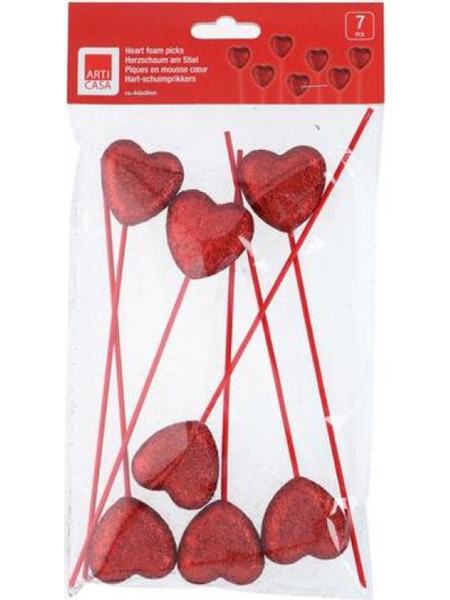 Καρδιές κόκκινες σε stick set7pcs/H20cm - Plastona